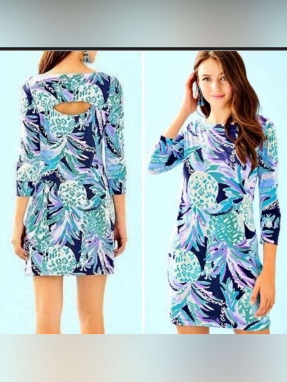 Lilly Pulitzer Hollee Shift  Navy, Aqua Alotta Colada Large